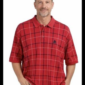 Classic IZOD red plaid polo shirt men’s 2XL. Perfect Preppy Golf Shirt
